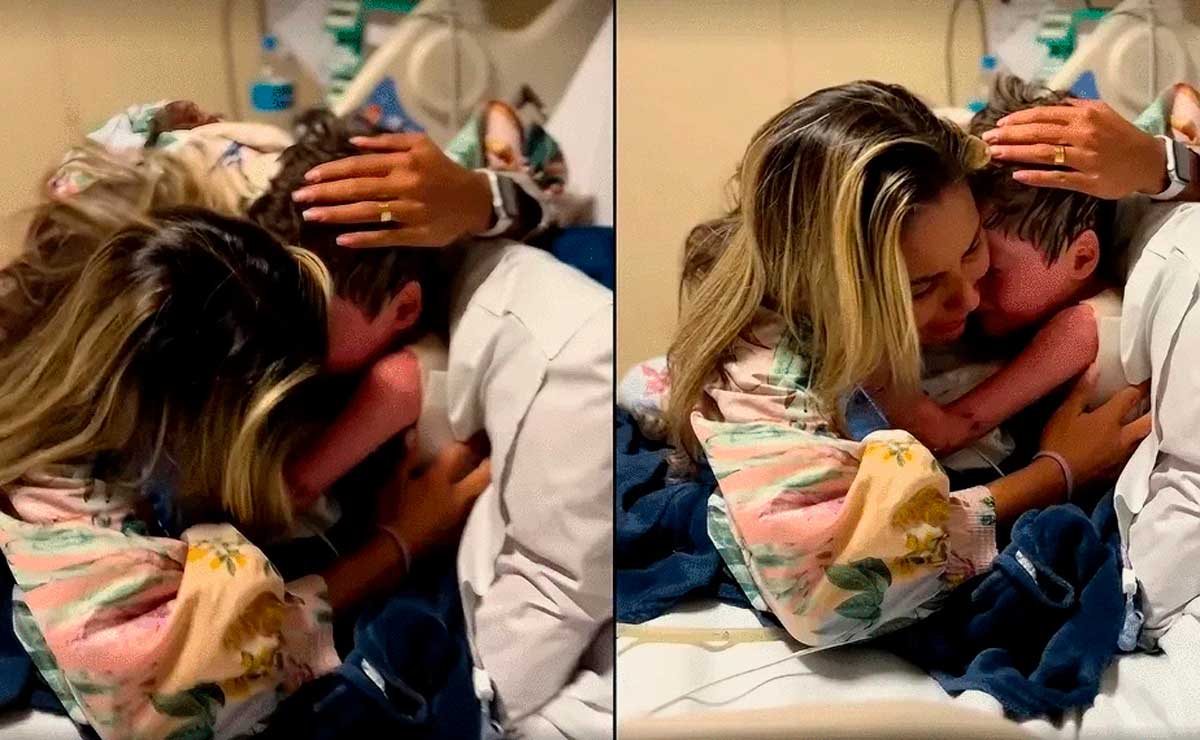 Madre abraza a su hijo que despertó del coma