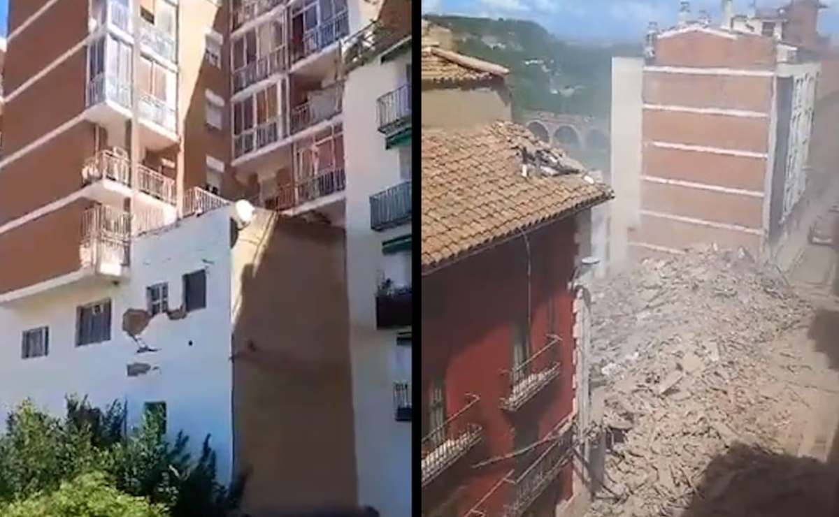 Edificio se derrumba segundos antes de la evacuación