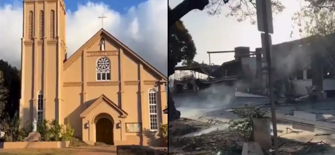 Iglesia sobrevive incendio en Hawái