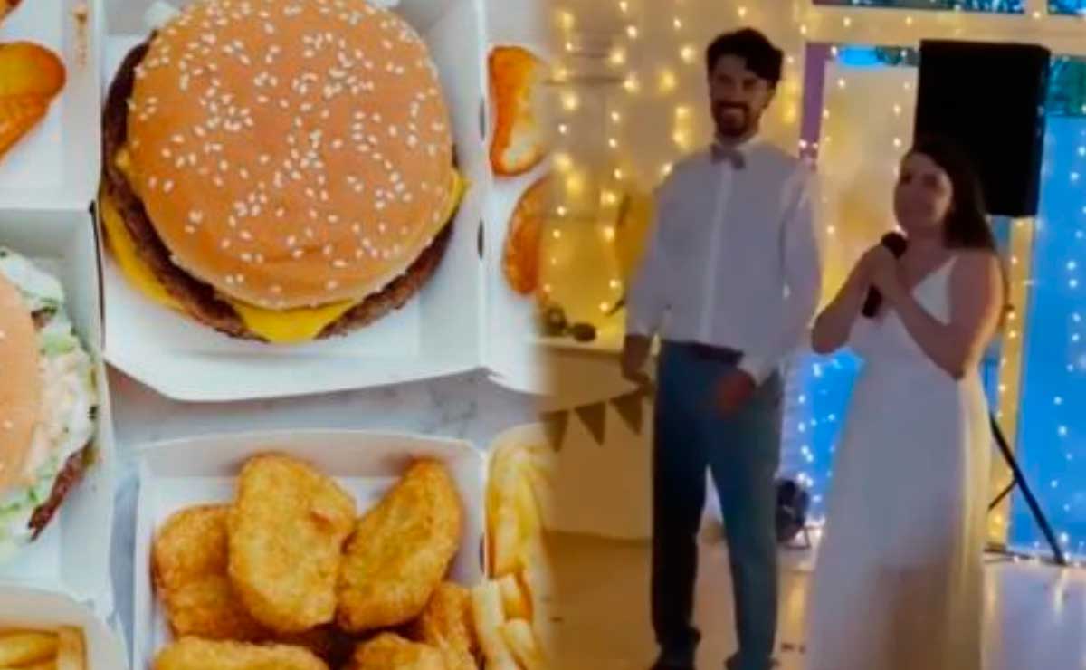 Novios son criticados por dar hamburguesas en su boda