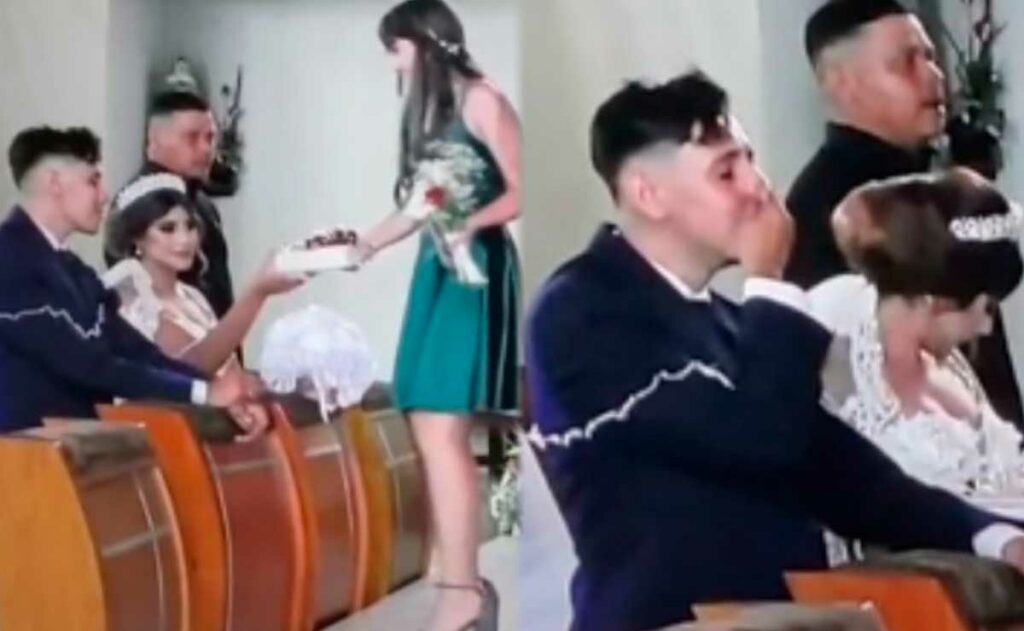 Se cae durante la boda de su hermano y la reacción de los novios se vuelve viral