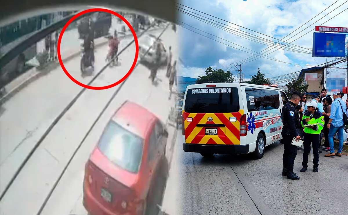 ¡Revelan videos! Motorista atropelló a tres niños en San José Pinula