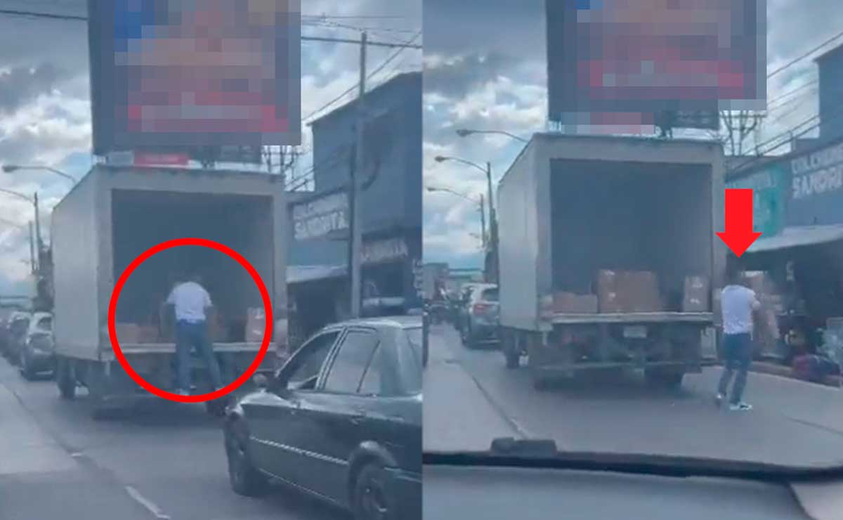 Captan robo de productos a camión en movimiento en la avenida Bolívar