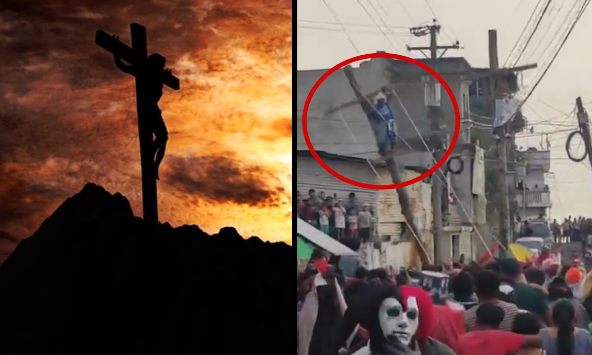 Cruz hizo contacto con cables de electricidad en representación de la crucifixión