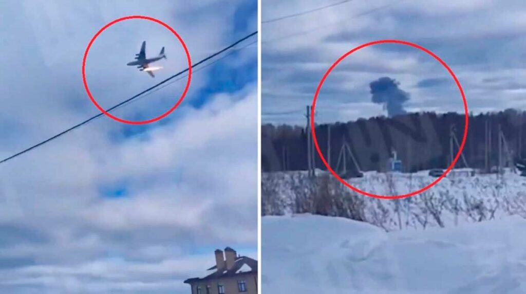 Momento en que avión ruso se estrella y provocaría varias muertes