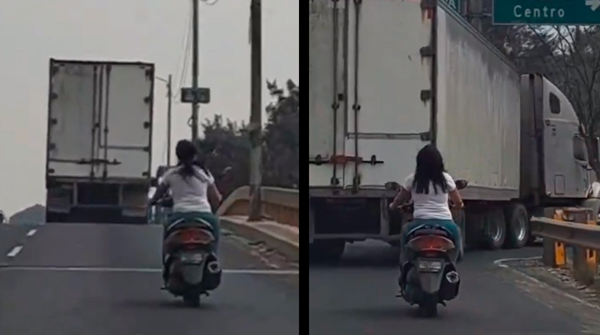 Conductora de motocicleta genera indignación al realizar maniobra (VIDEO)